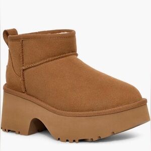 UGG Women’s Classic Ultra Mini New Heights Platform Boot Chestnut Brown NEW Sz 9